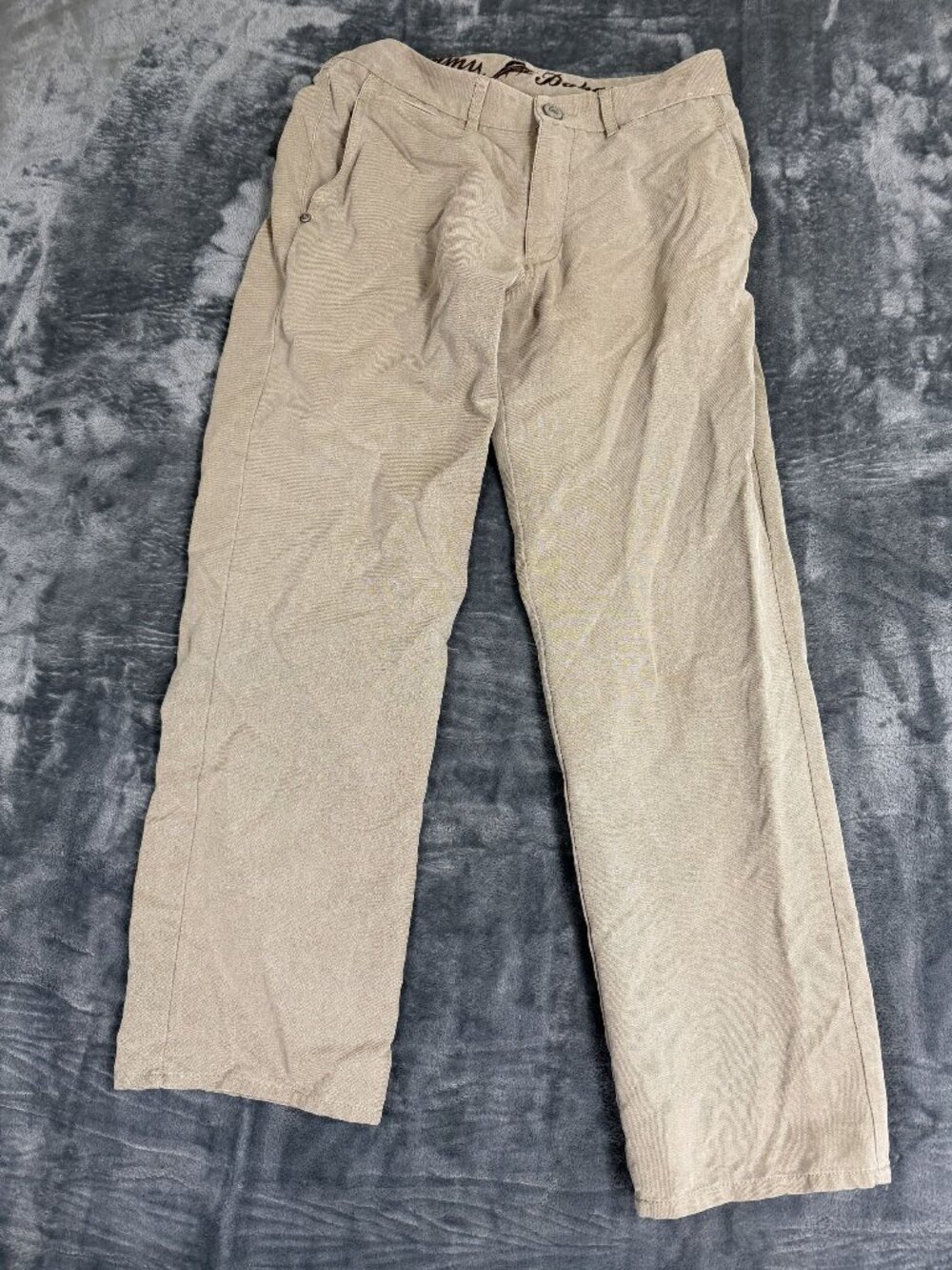 Tommy Bahama Mens Beige Flat-Front Pants Size 30x30 Cotton Blend